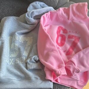 6-7 Cozy Pink and Gray Kids Hoodie Set NWOT - size 9-10